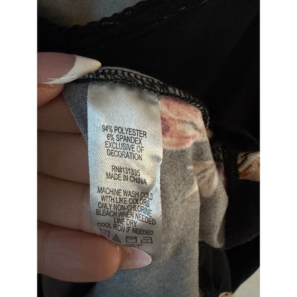 Mine Britton Black Floral Long Sleeve Skater Dress Size M - Picture 4 of 5